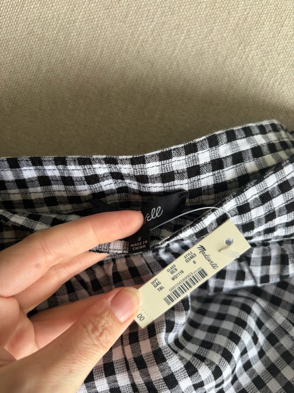 NWT! MADEWELL Side Button Gingham Black White Midi Skirt Size 2 - Picture 7 of 7